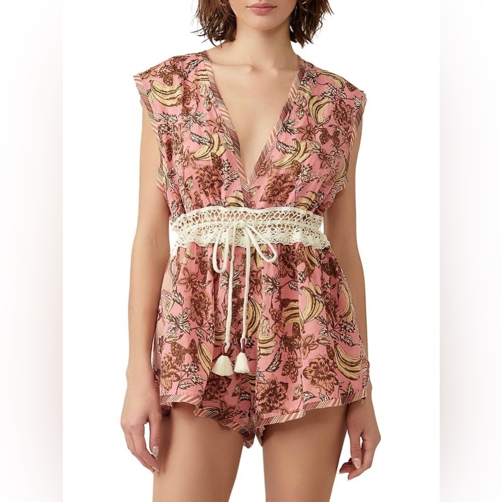 🎀 NWT FREE PEOPLE Watching Waves Print Romper medium - Picture 2 of 12